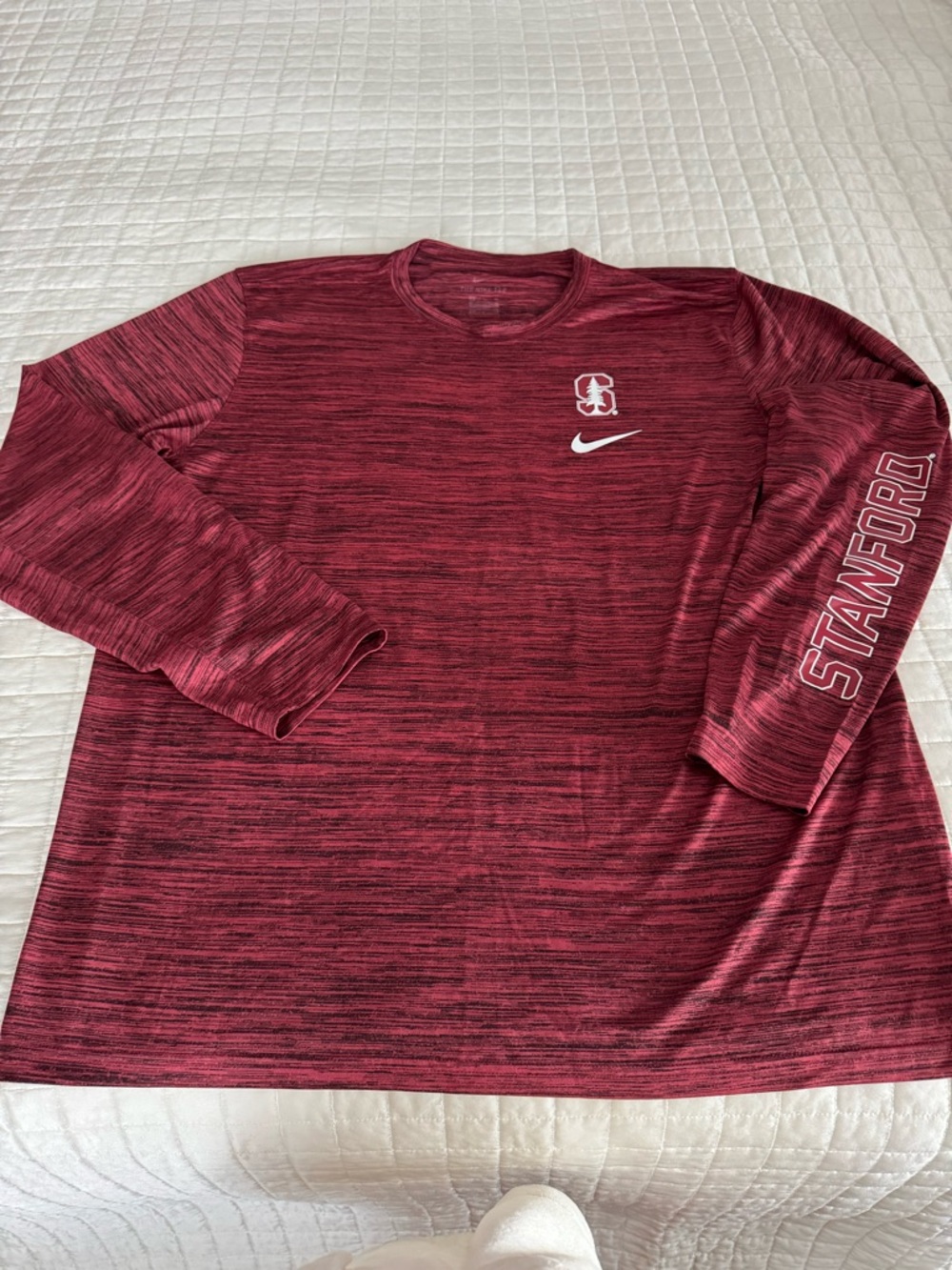 Nike Maroon Heather Stanford Long Sleeve Performance Shirt NWOT